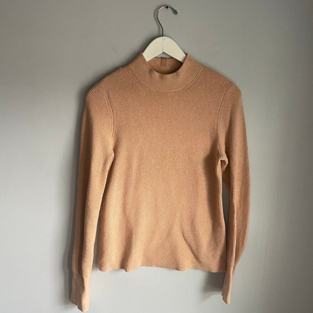 Lunya Tan Mock Neck Sweater sz Small Silk Blend Lounge Neutral Minimalist